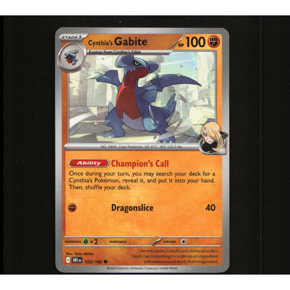 Cynthia’s Gabite 018/062 Pokémon Card‎ – Champion’s Call & Dragonslice pok4
